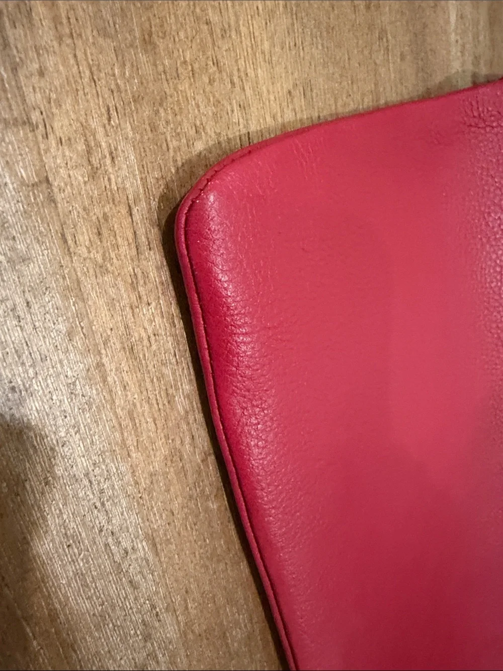 Banana Republic Red Leather Wristlet Clutch with gold zipper